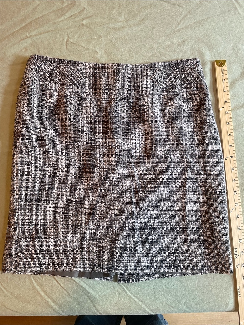 Ann Taylor Loft Classic Tweed Pencil Skirt - White/Navy